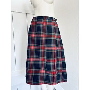 Vintage Gloria Sachs Plaid MultiColor Wrap Skirt With Belt Red Blue Green - Read